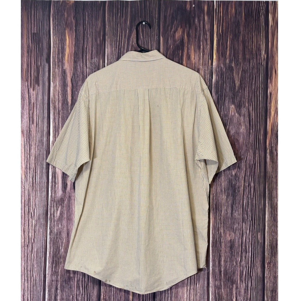 Nautica Mens Short Sleeve Button Down Shirt L Yellow Gingham 100% Cotton - Picture 2 of 13